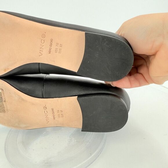 Vince Womens Brette Leather Slip On Loafer Flats Size 7 M Black Leather - Picture 10 of 14